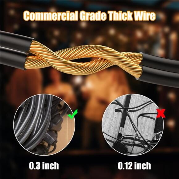 Outdoor String Lights 96FT(48×2), Commercial Grade Heavy Duty Patio Lights - Picture 2 of 7